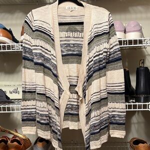Striped Open-Front Cardigan Sweater